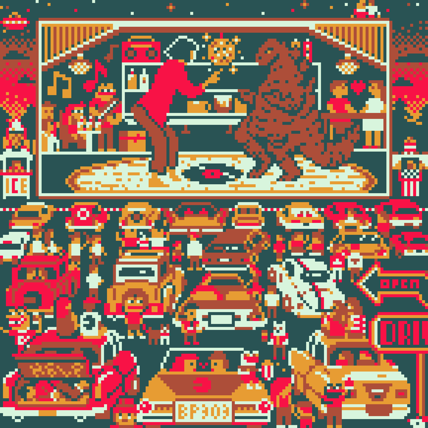 BasePaint Day #303: Drive-In Theatre