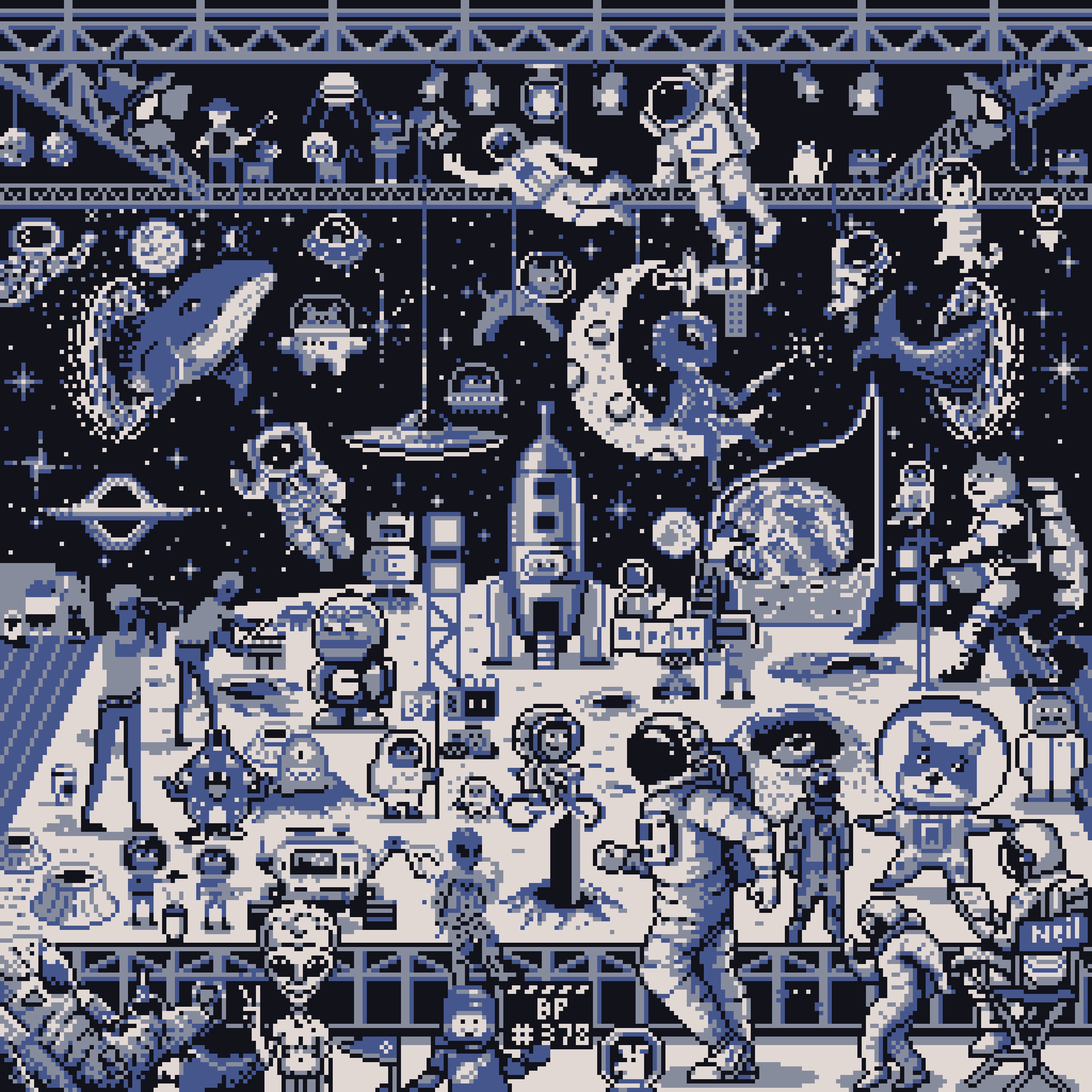 BasePaint Day #378: Astronauts' Moon Walk