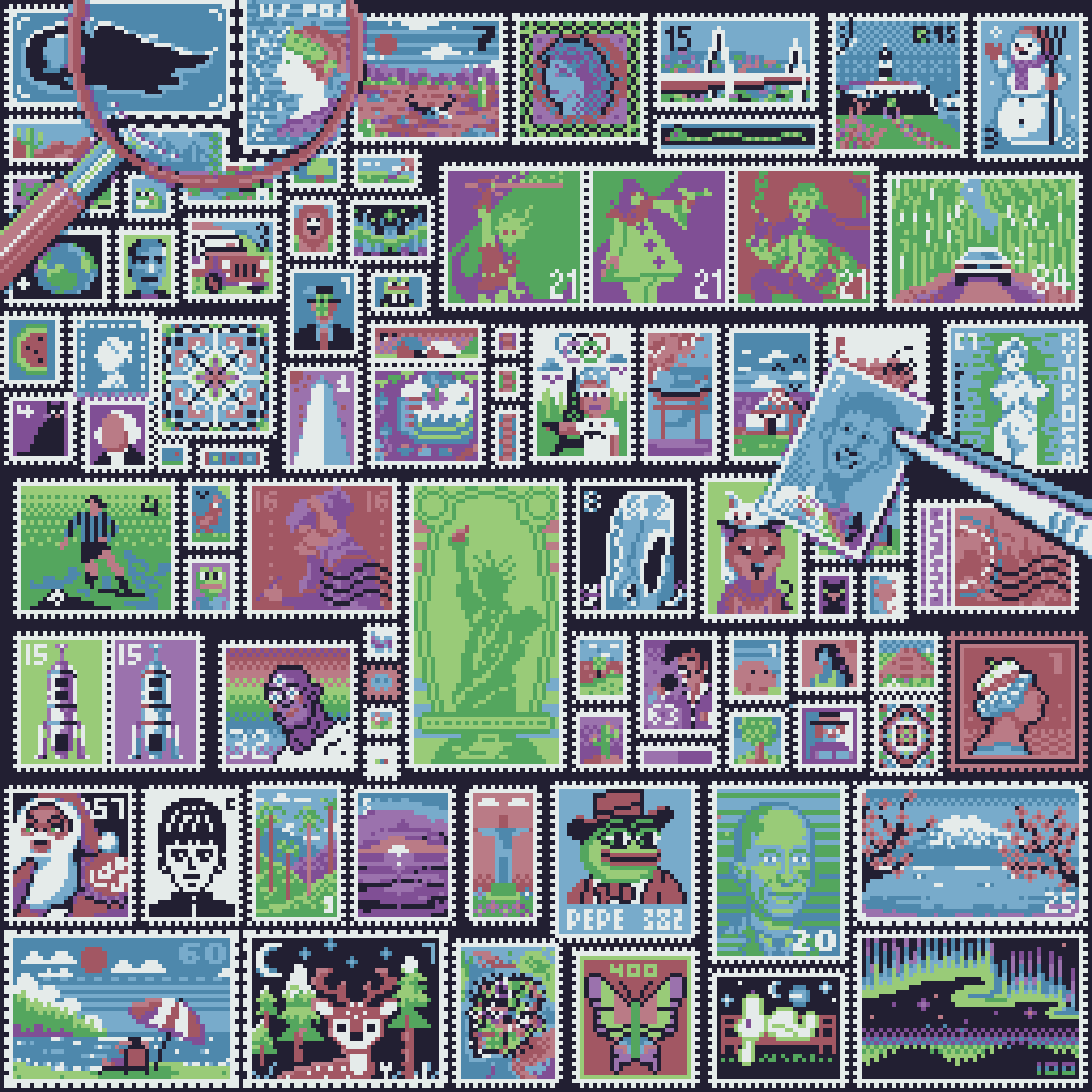 BasePaint Day #382: Stamp Collection