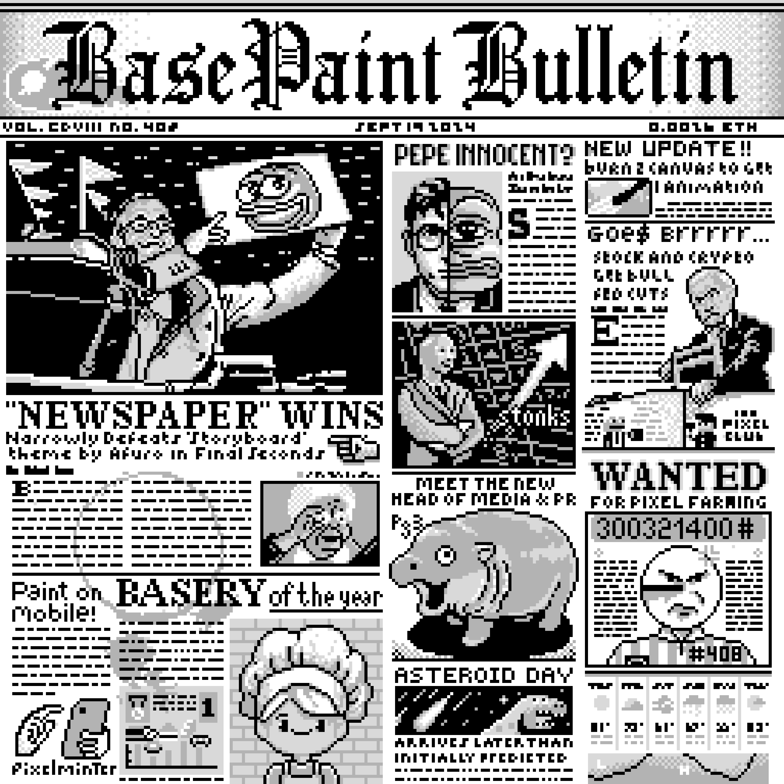 BasePaint Day #408: Newspaper