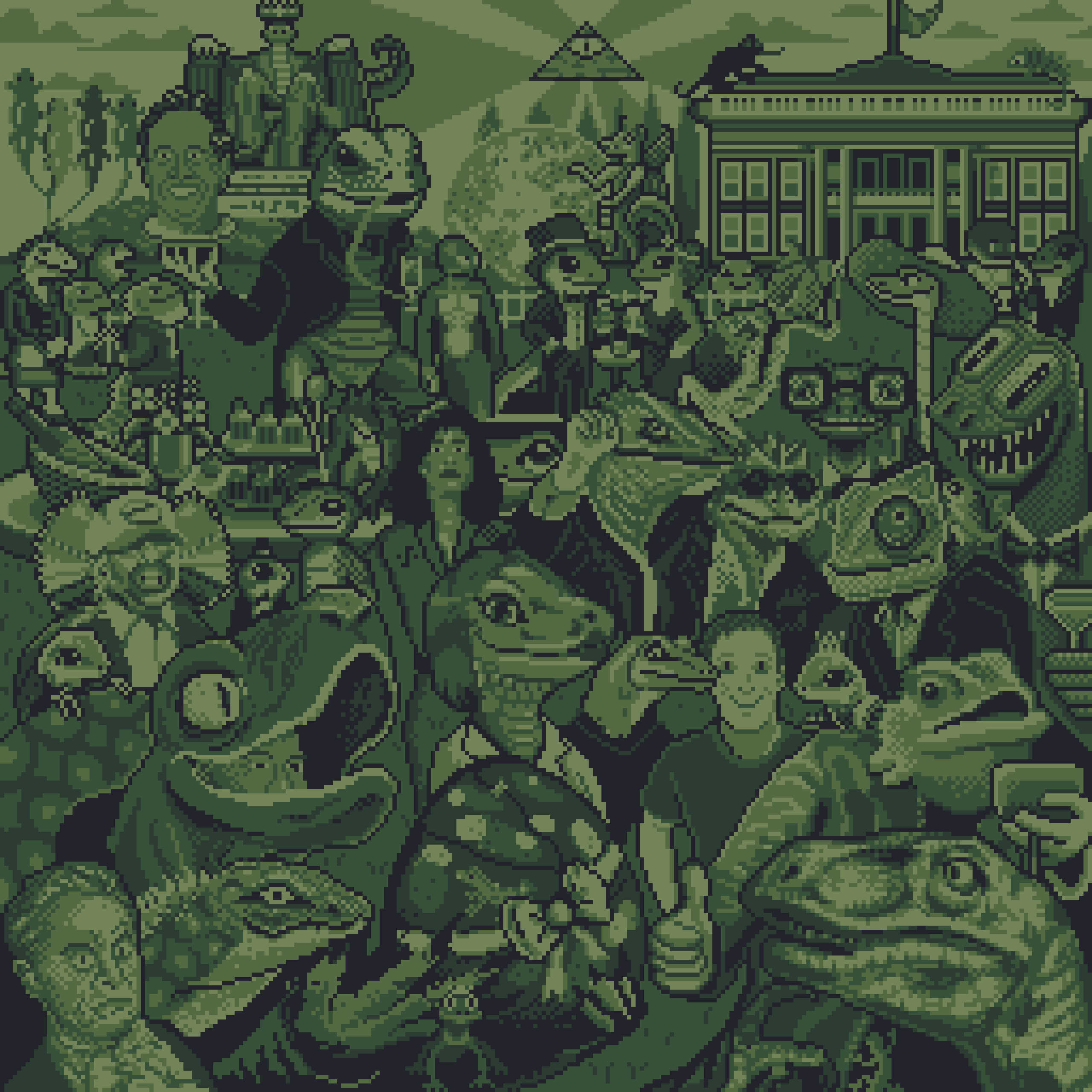 BasePaint Day #459: Lizardpeople Reveal Party