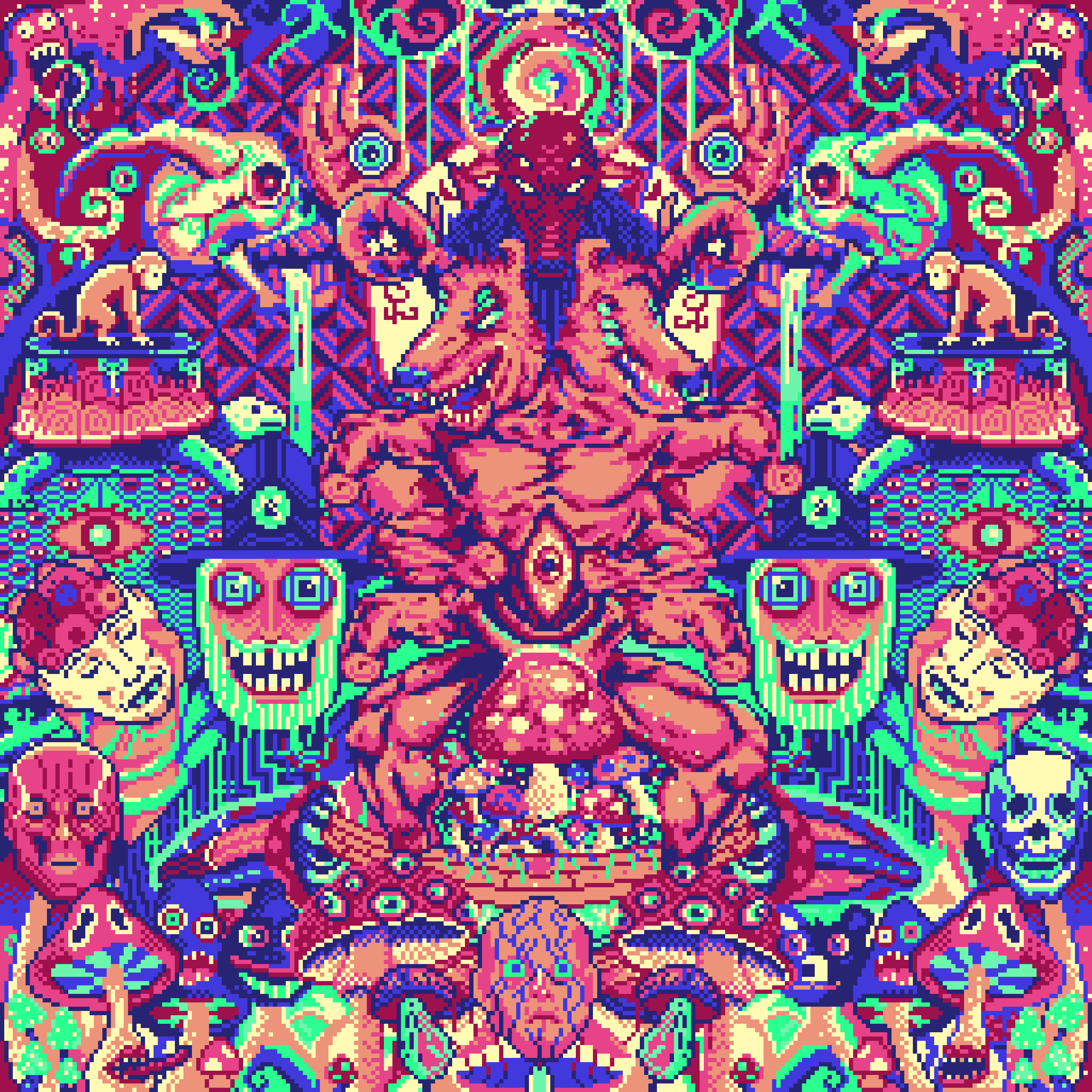 BasePaint Day #463: Moloch on Mushrooms