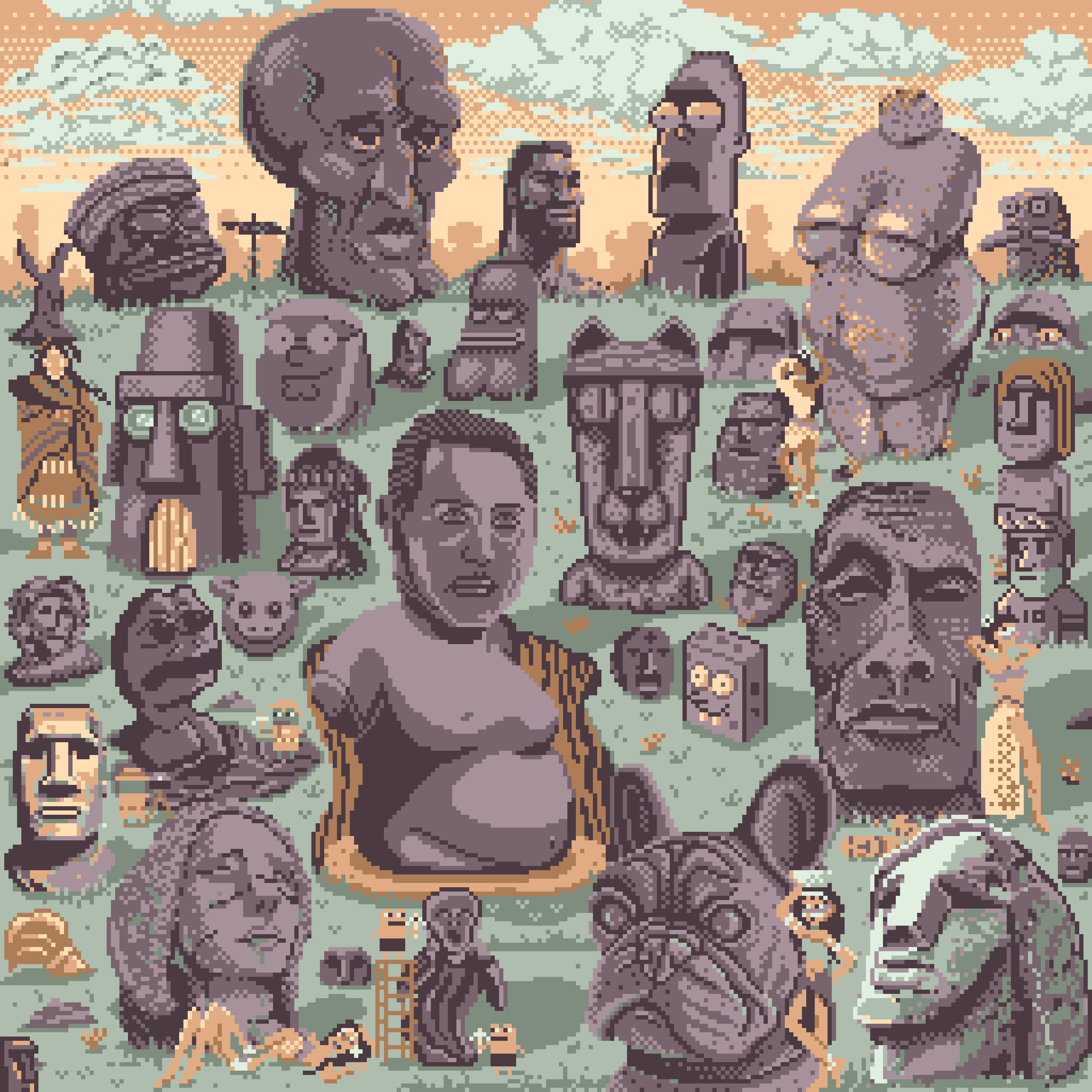 BasePaint Day #505: Easter Island Idols BP Edition