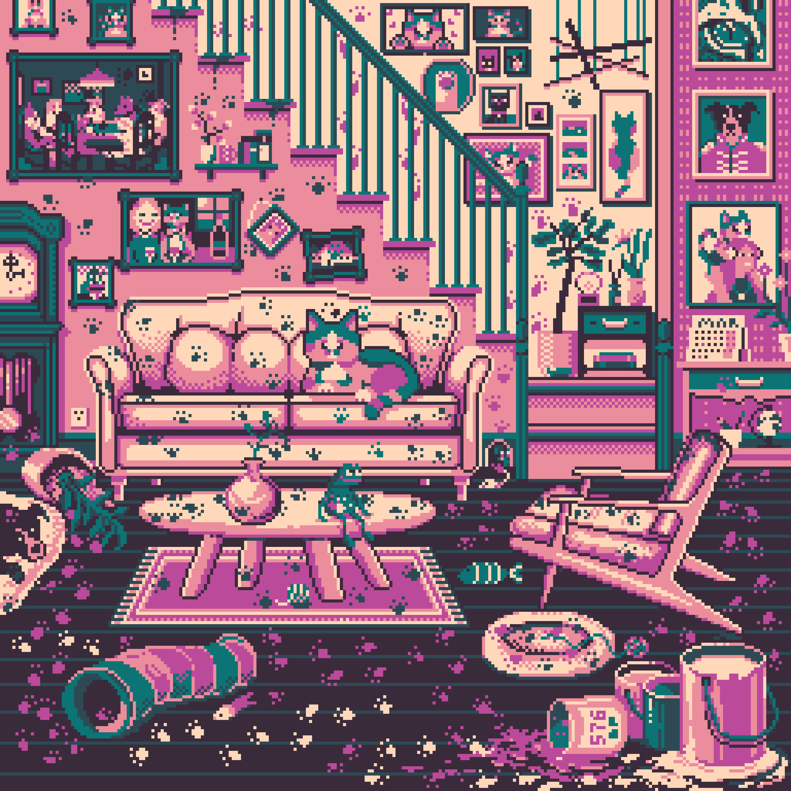 BasePaint Day #576: The cat got into the paint!