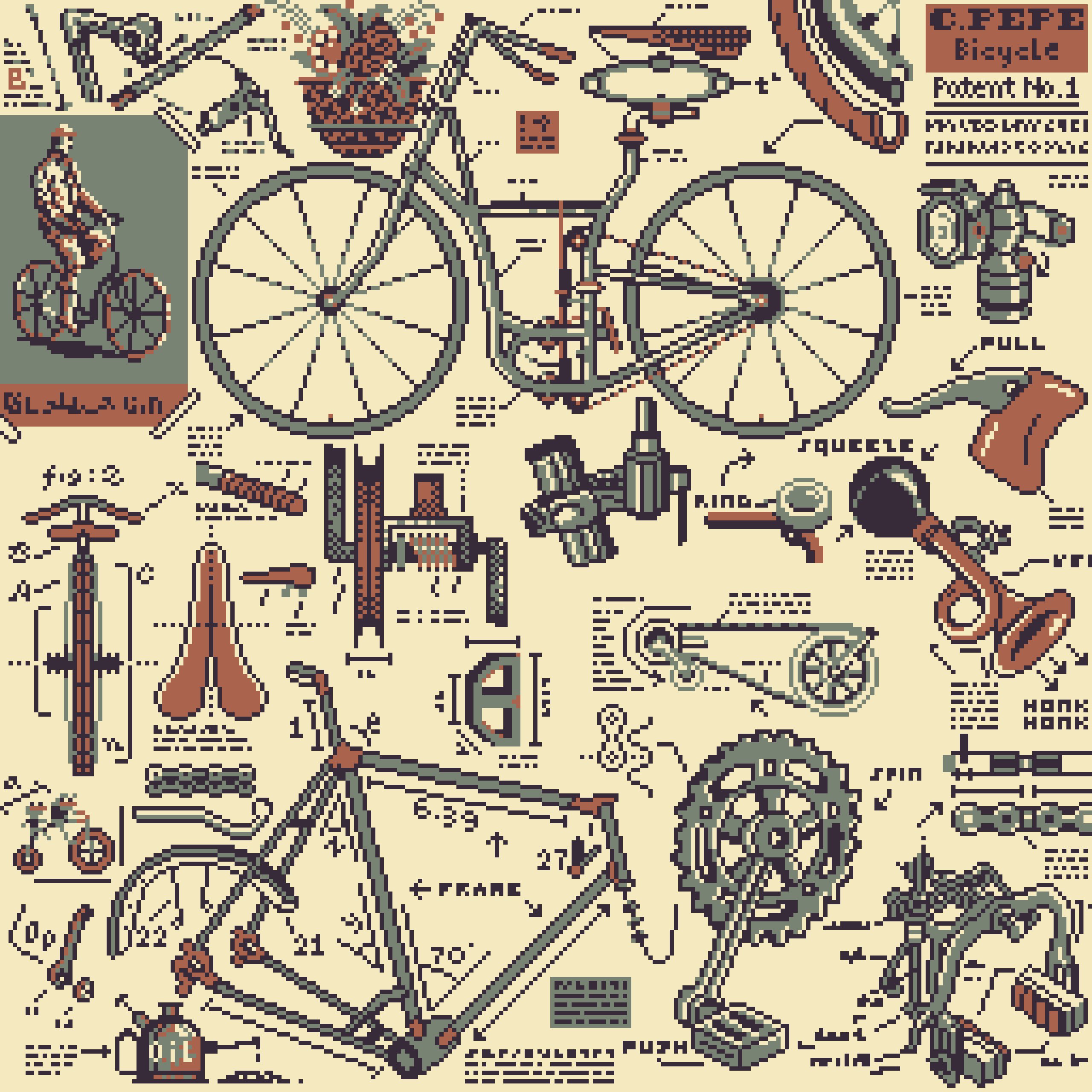 BasePaint Day #639: Schematics of an 1800's Bicycle
