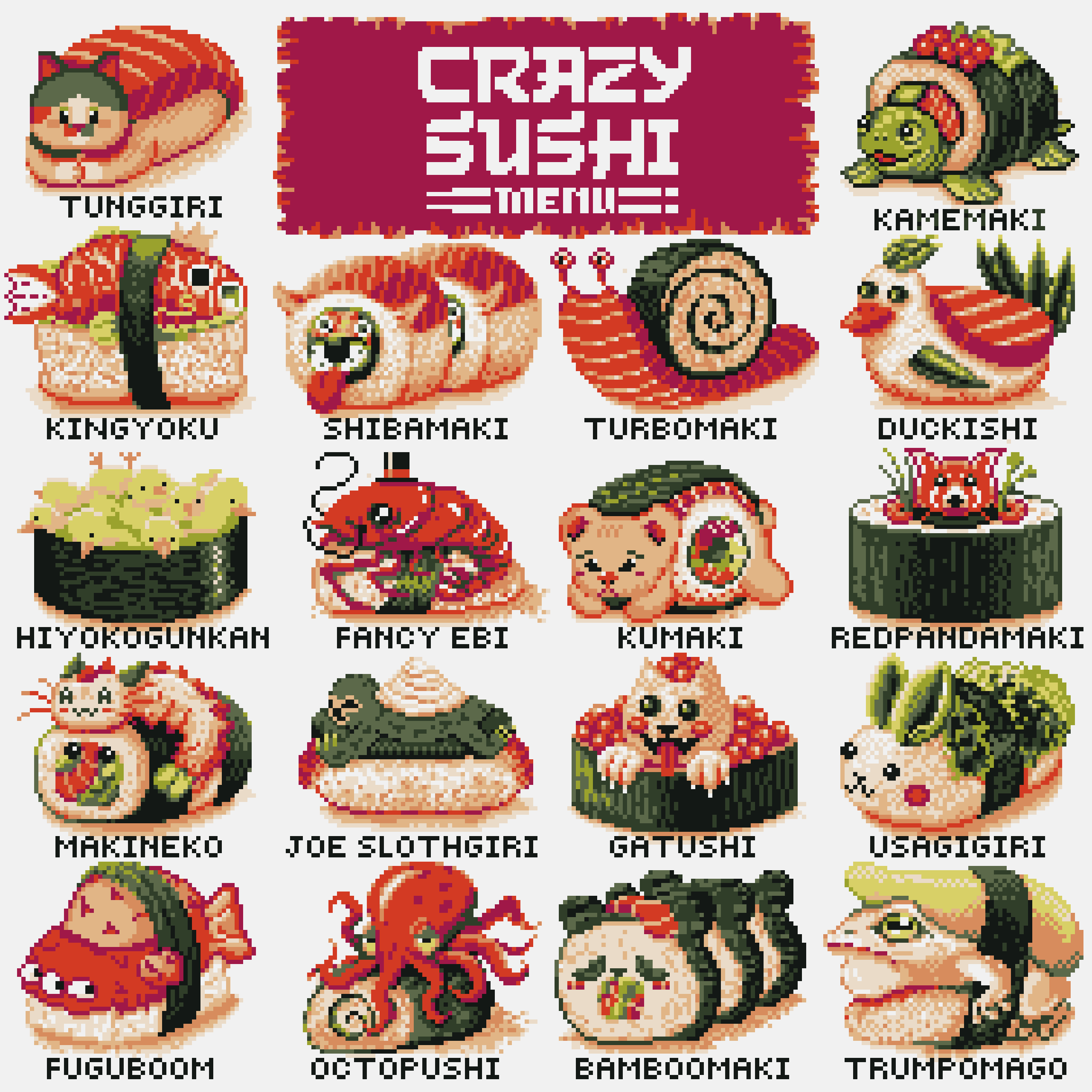 BasePaint Day #645: Crazy Sushi Menu