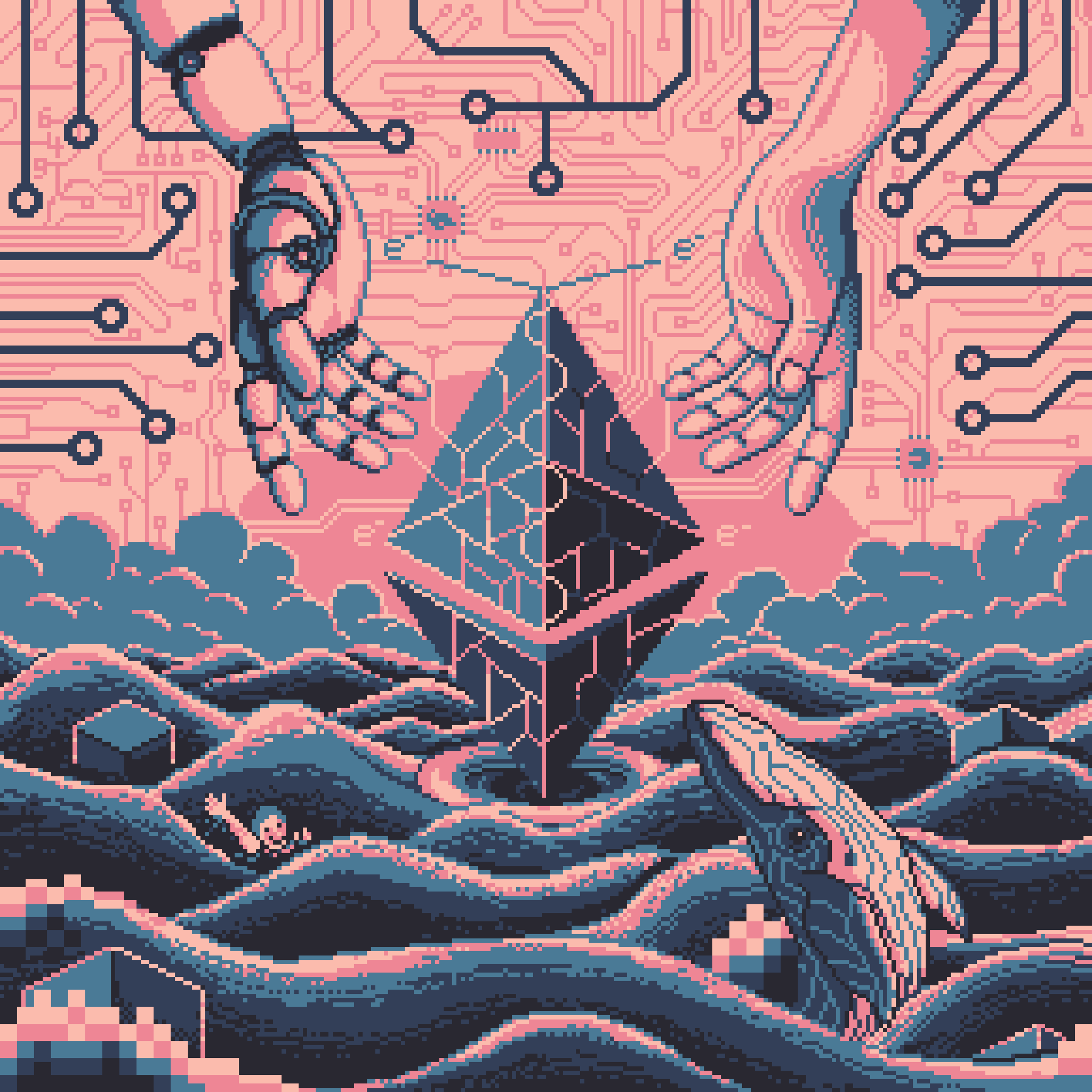 BasePaint Day #649: Ether Waves