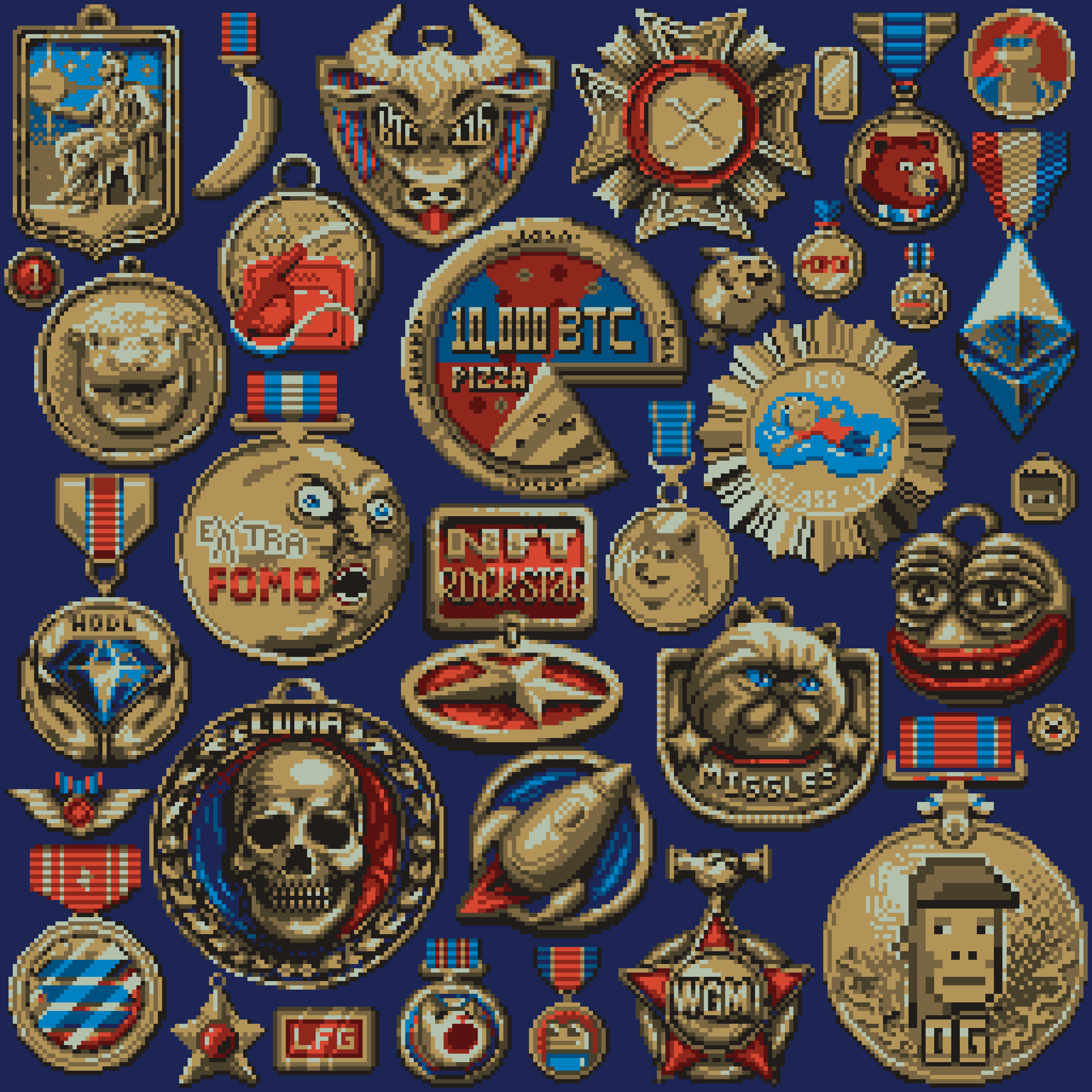 BasePaint Day #702: Cryptoveteran Medals