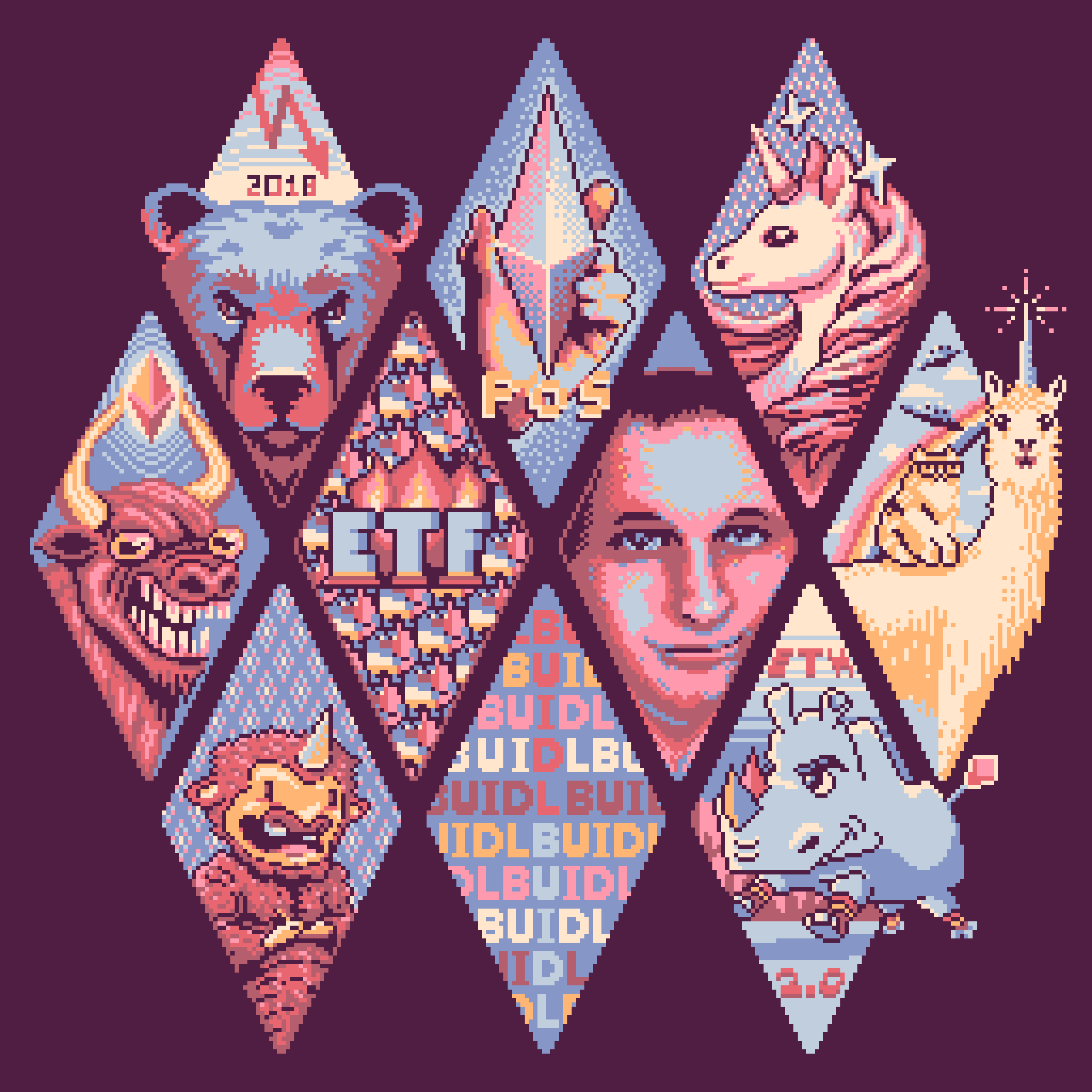 BasePaint Day #722: 10 Years of Ethereum