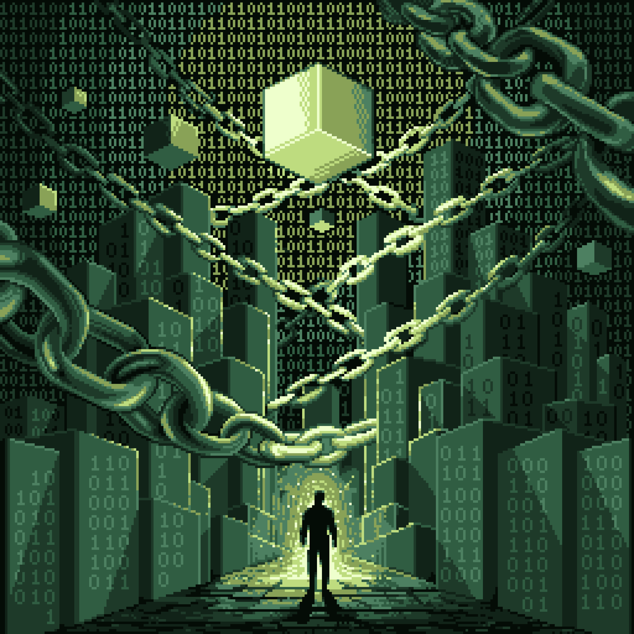 BasePaint Day #740: Inside the Blockchain