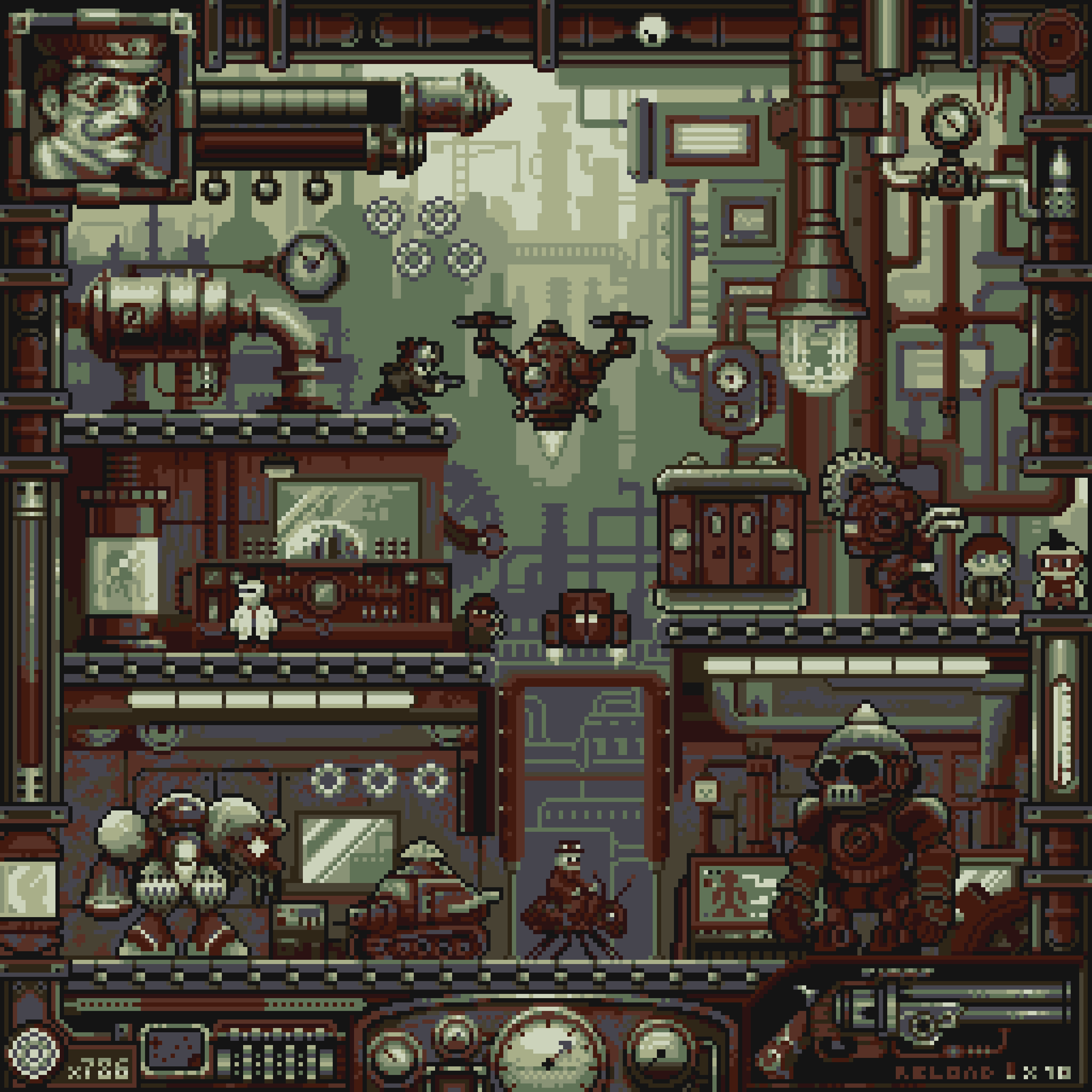 BasePaint Day #786: Steampunk platformer game screen