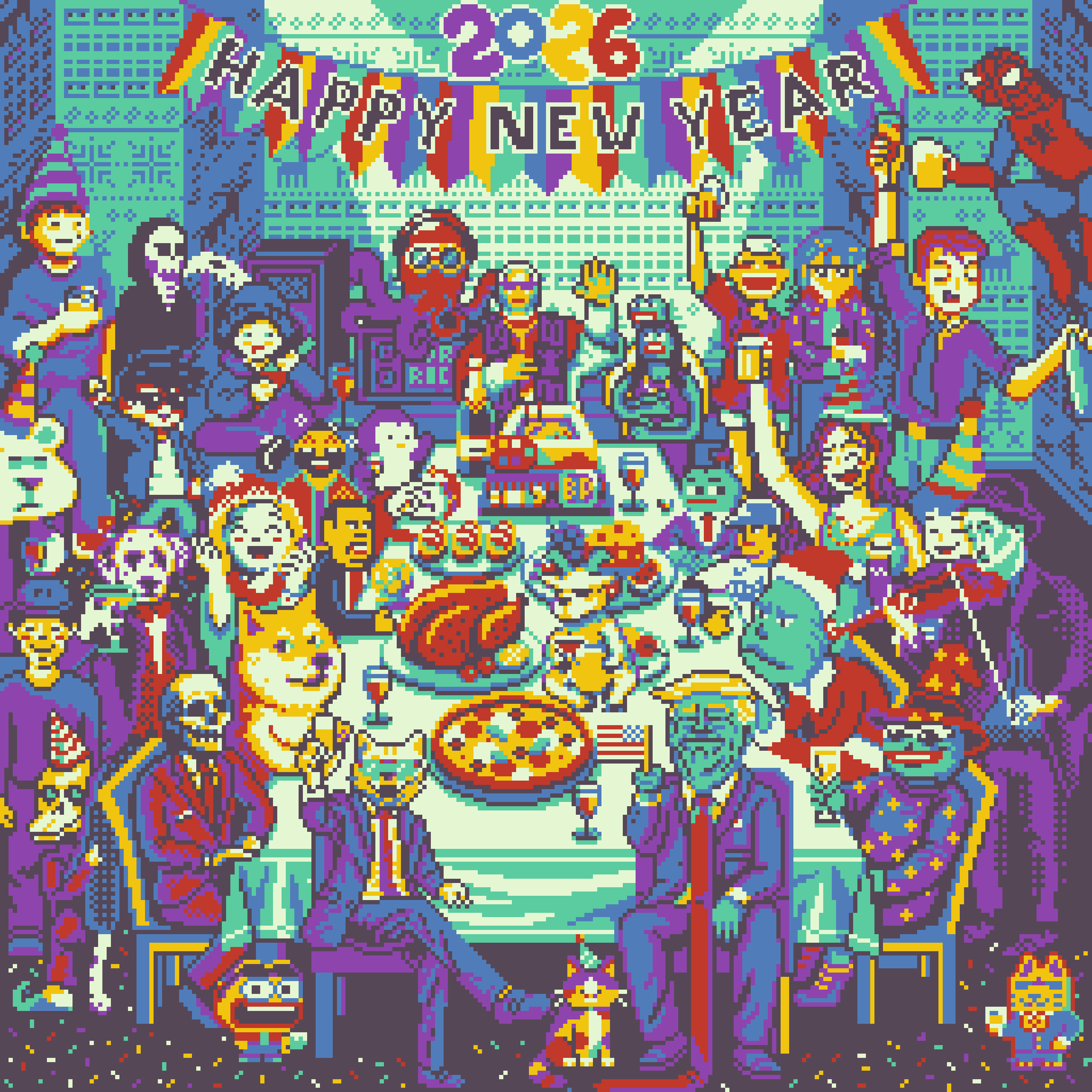 BasePaint Day #876: 2026 New Year BP Celebration