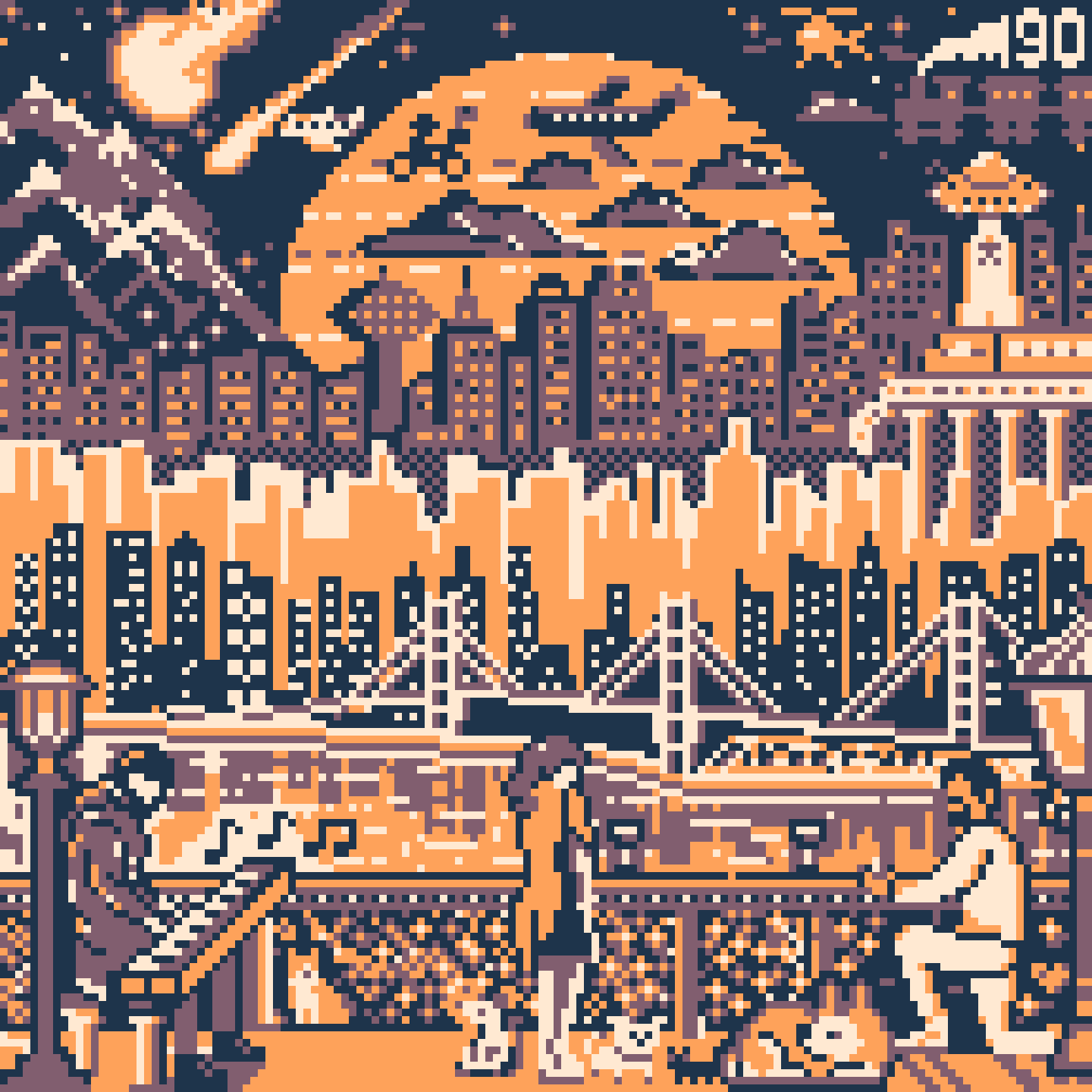 BasePaint Day #90: Cityscape Sunset