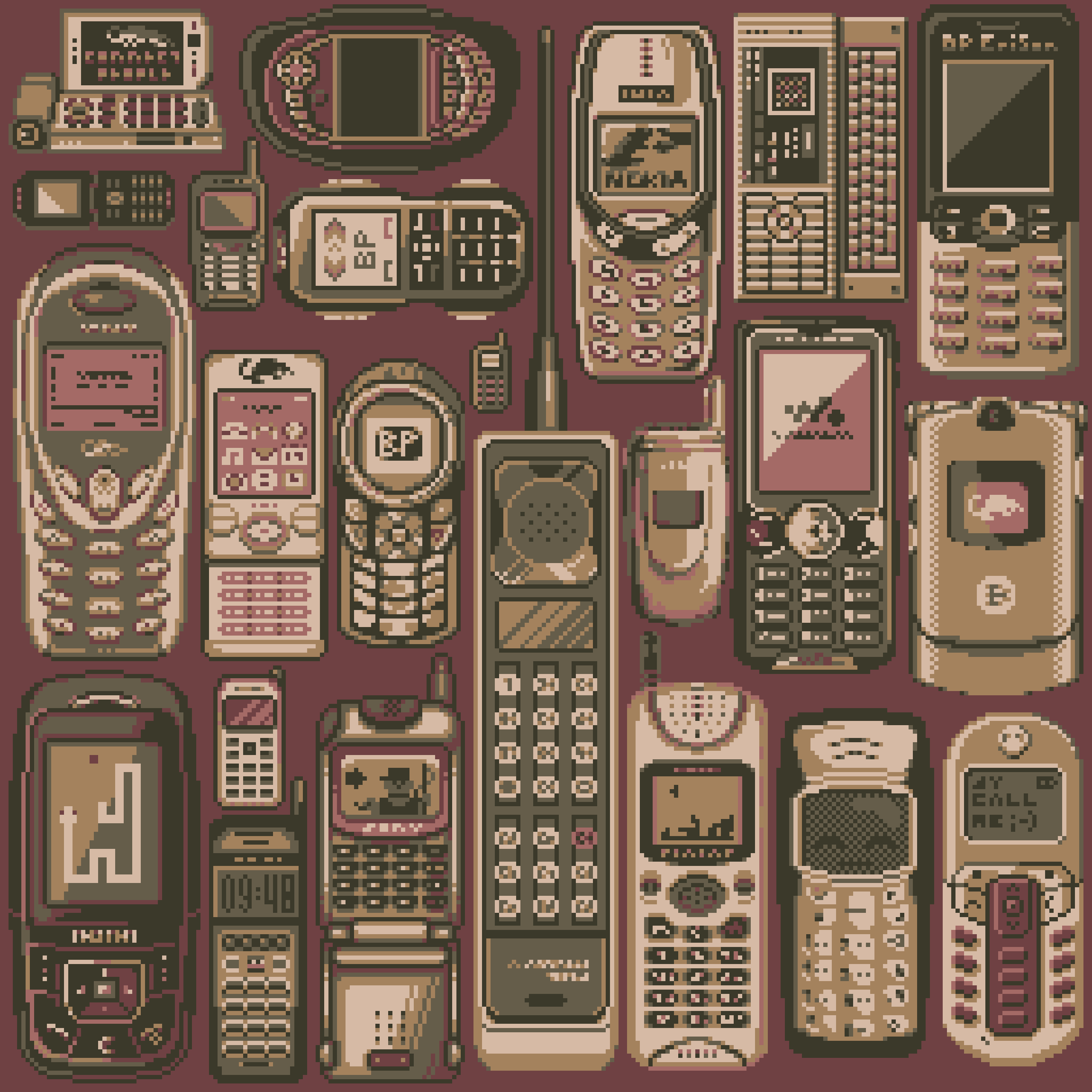 BasePaint Day #948: Vintage Cell Phones