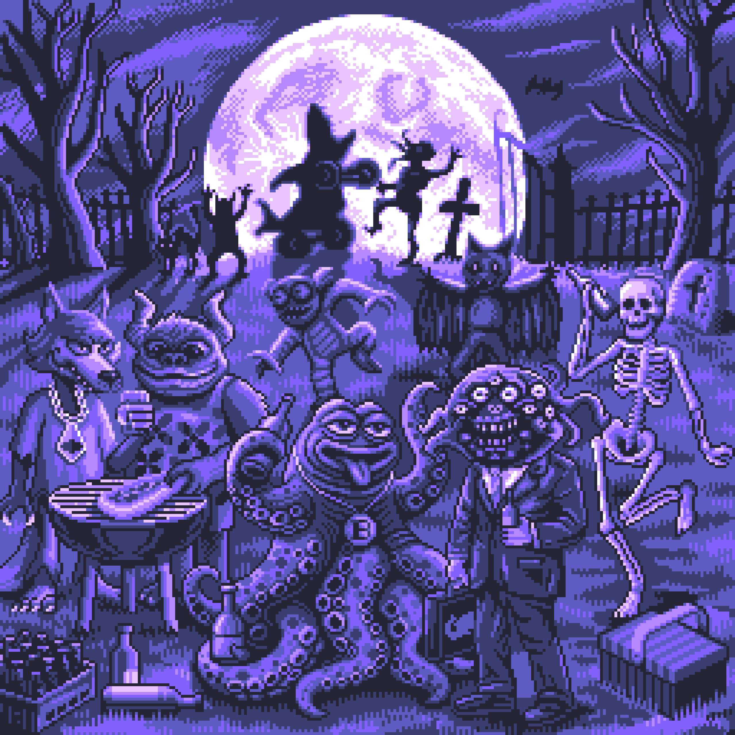 BasePaint Day #953: Moonlight Monster Meeting