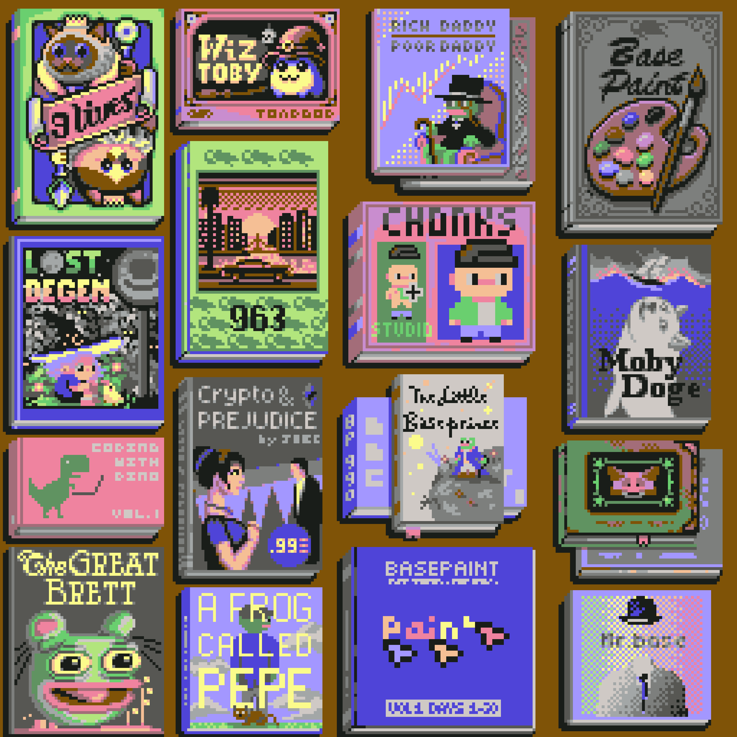 BasePaint Day #990: Base Book Covers