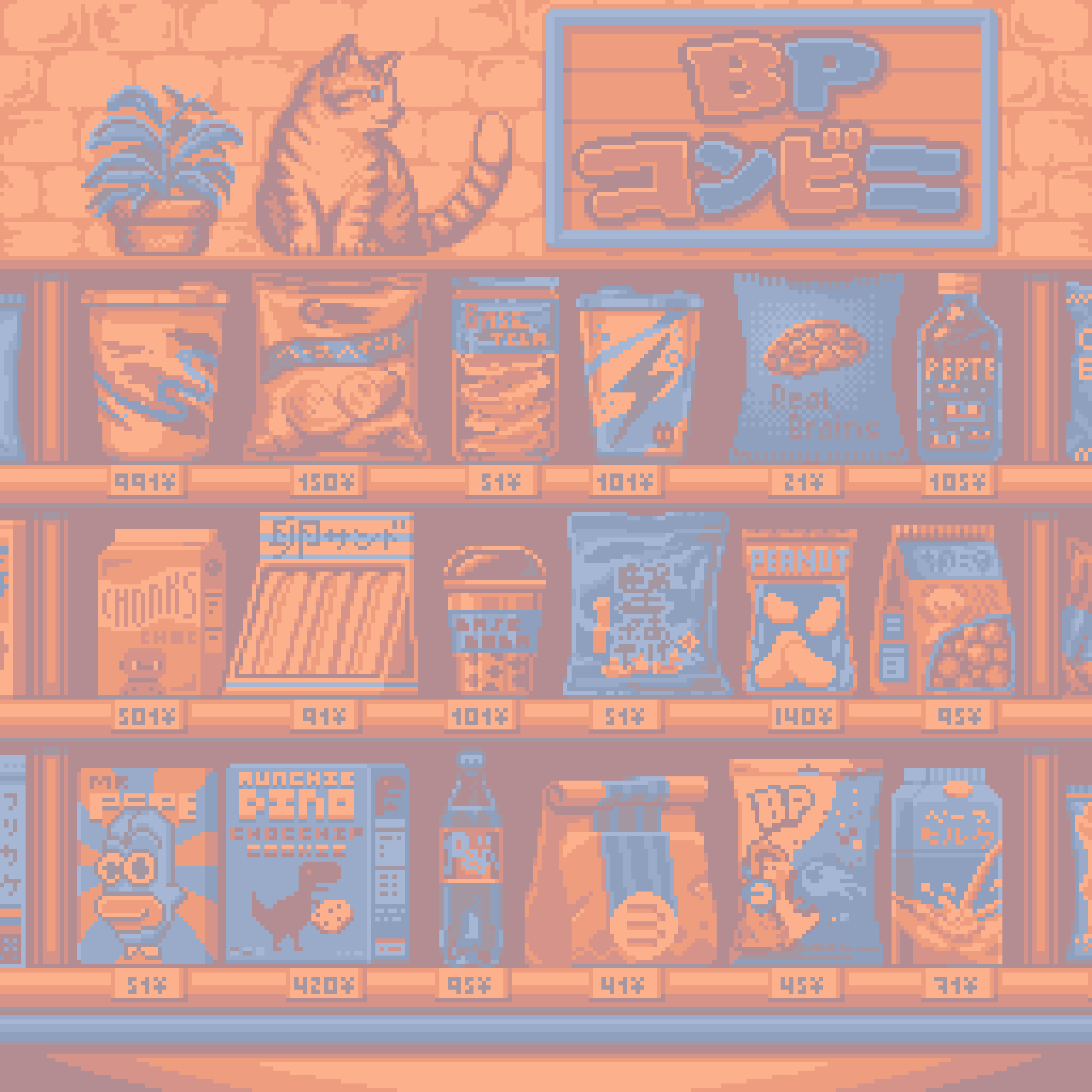 BasePaint Day #991: Konbini Shelf Snacks